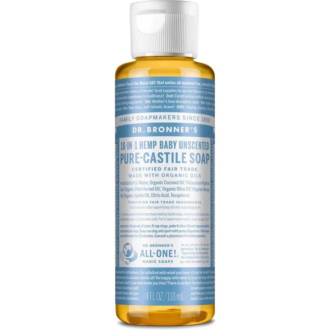 Adventure Medical Kits Dr. Bronner's Unscented Pure-Castile Liquid Soap - 4oz-Camping - First Aid - Hygenie-Unscented-4oz-Appalachian Outfitters