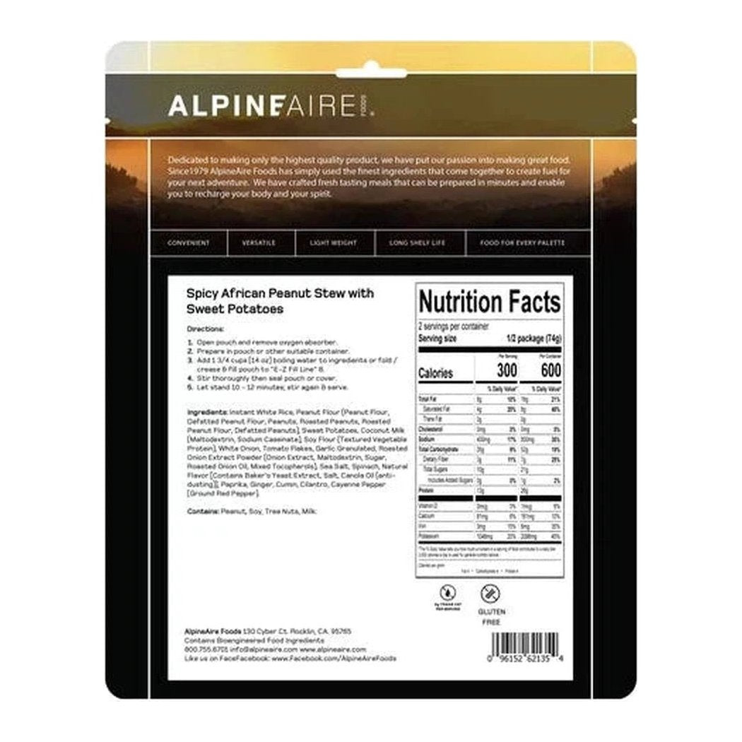 AlpineAire Spicy African Peanut Stew with Sweet Potatoes-Food - Backpacking-Appalachian Outfitters