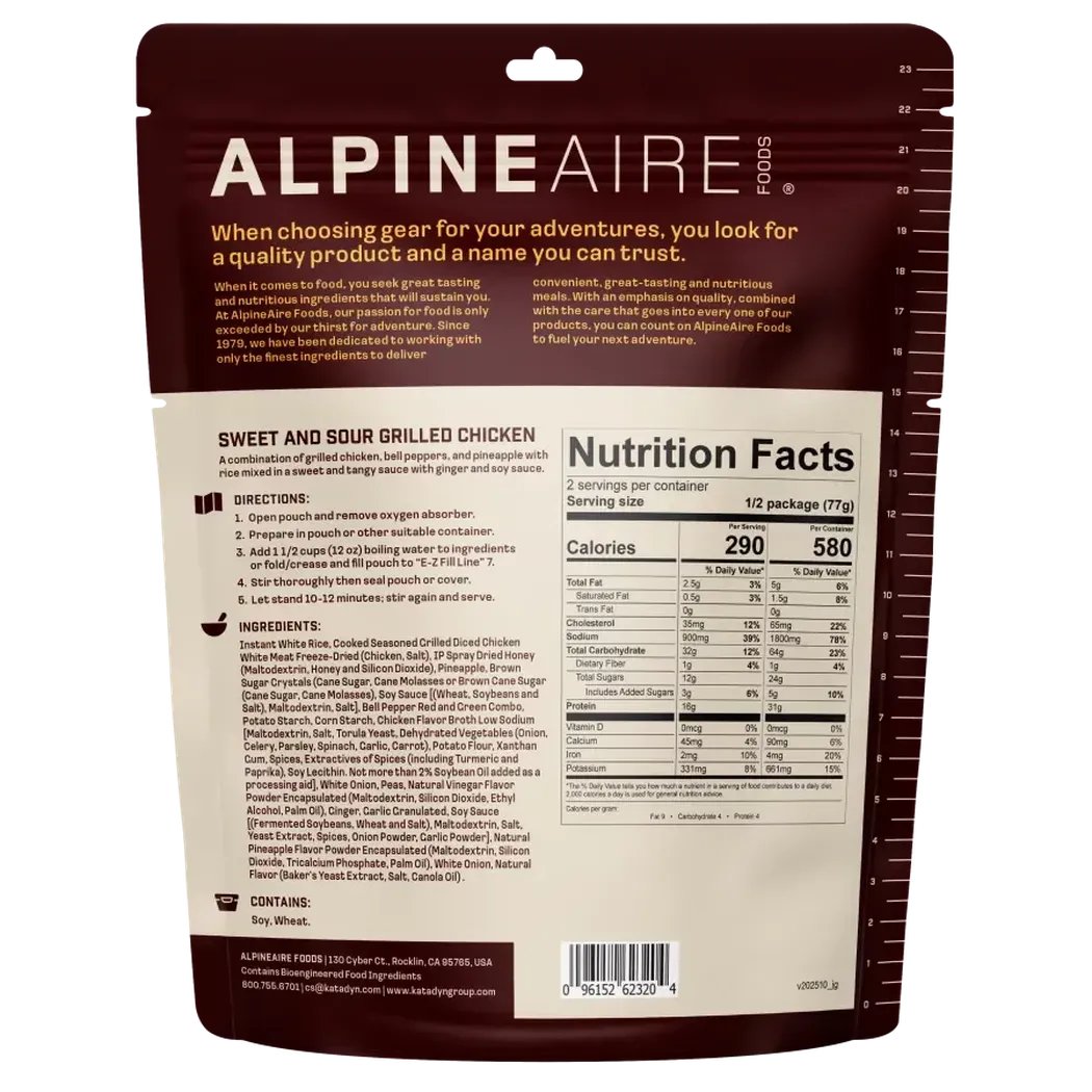 AlpineAire Sweet and Sour Grilled Chicken-Food - Backpacking-Appalachian Outfitters