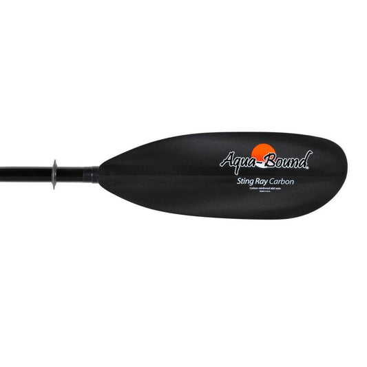 Side view of the black Aqua Bound Sting Ray Carbon 2-piece Posi-Lok paddle against a white background.