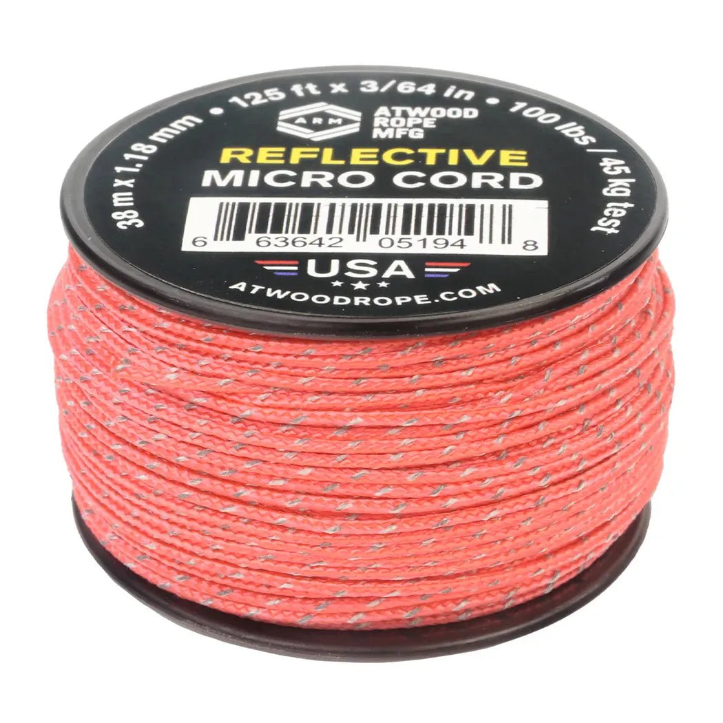 Atwood Rope Reflective Cord - 100 LB Mirco Cord - 1.18MM X 125 FT Spool-Camping - Accessories - Rope and Cordage-Pink-Appalachian Outfitters