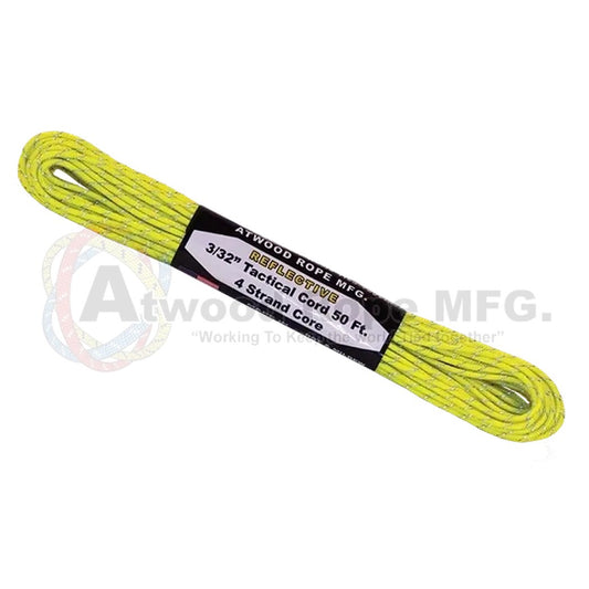 Atwood Rope Reflective Cord - 275 LB Tactical Cord - 2.4MM X 50 FT-Camping - Accessories - Rope and Cordage-Neon Yellow-Appalachian Outfitters