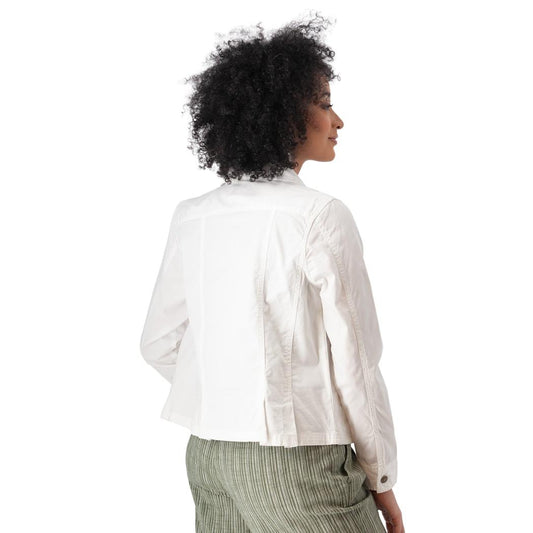 Back view of the Aventura Women's Arden V2 Jacket in White on a model against a white background.