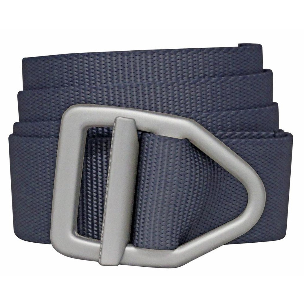 A side view of the Bison Last Chance Light Duty Belt with Gunmetal Buckle showing the gunmetal buckle against a white background.