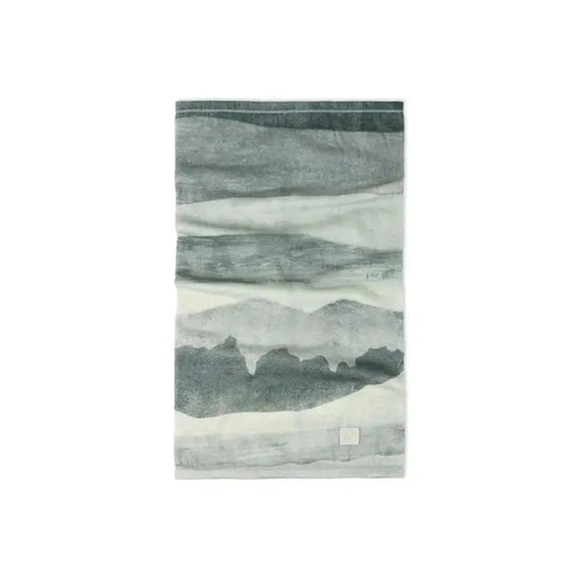 A grey Buff Merino Lightweight Digital Print - Aler with a digital print design and a small white square detail at the bottom.