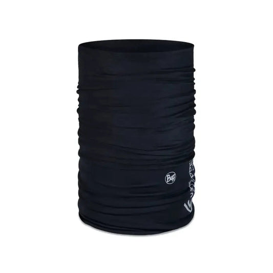 A black Buff Windproof - Solid bandana shown from the front against a white background.
