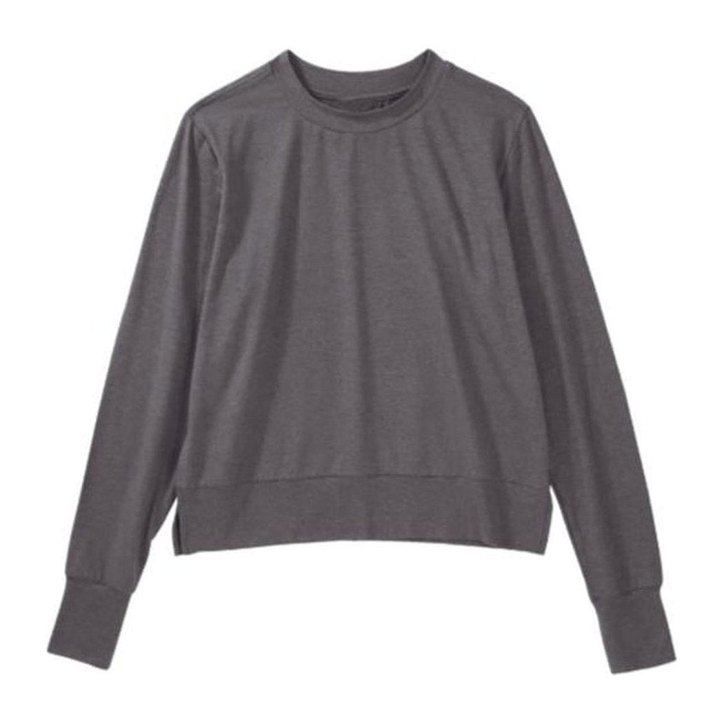 A front view of the Cuyahoga Valley Clothing Company Women's Performance Tech Crew Neck Sweatshirt 2.0 in Volcanic Glass against a white background.