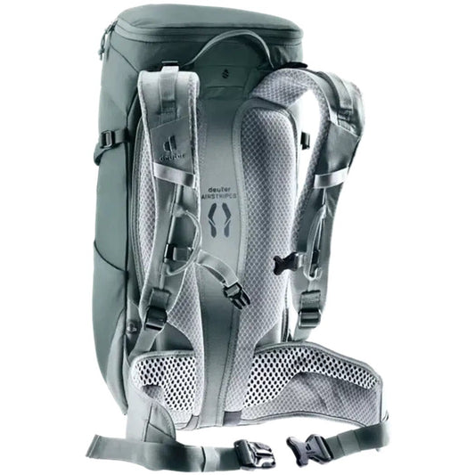 Back view of the Deuter Trail 16 SL backpack in Teal Tin showing padded shoulder straps and a white background.