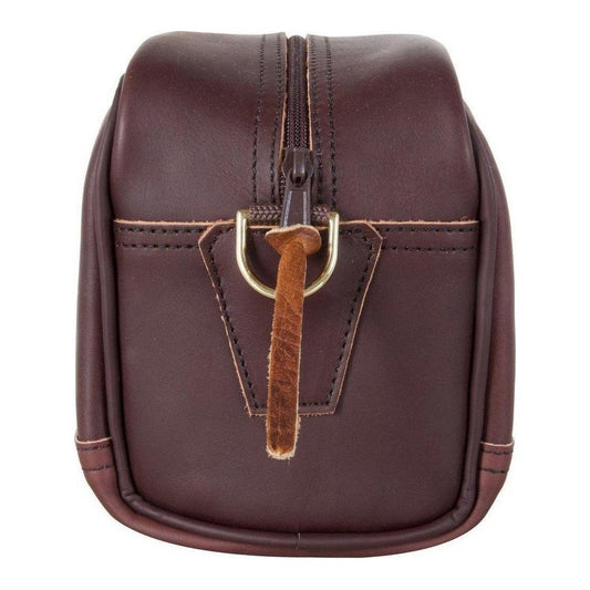 Back view of the Brown Smooth Duluth Pack Leather Sportsman's Kit Bag showing the front pocket and zipper against a white background.