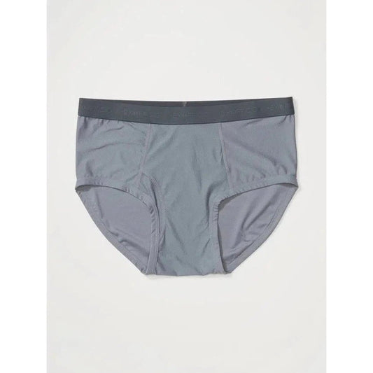 A front view of the Exofficio Men's Give-N-Go 2.0 Brief in Black against a plain white background.