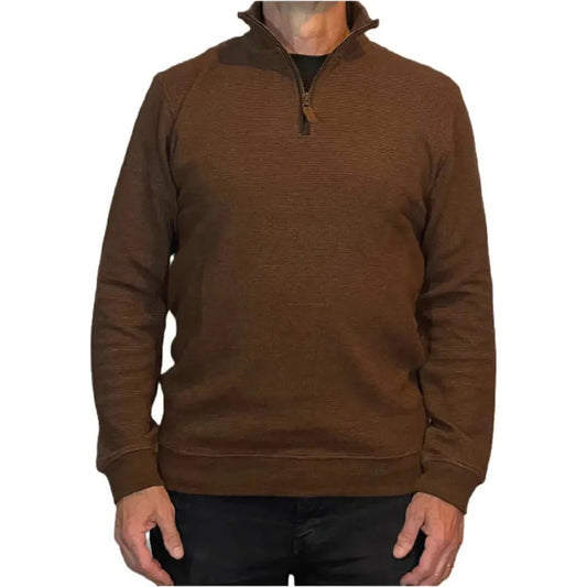 Flyshacker Men's Mortimer Half Zip Pullover-Men's - Clothing - Tops-Cognac-M-Appalachian Outfitters