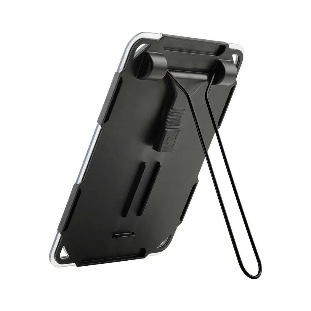 Back view of the GoalZero Nomad 5 showing the foldable stand and black design against a white background.