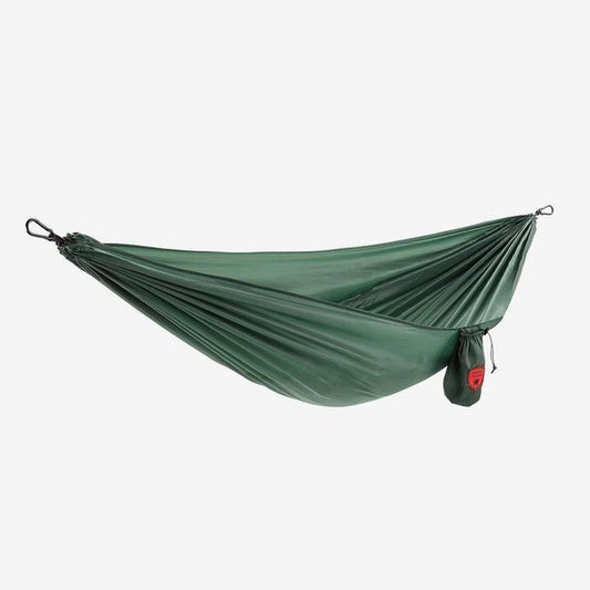 A blue Grand Trunk Ultralight Starter Hammock is shown from a side angle against a plain white background.