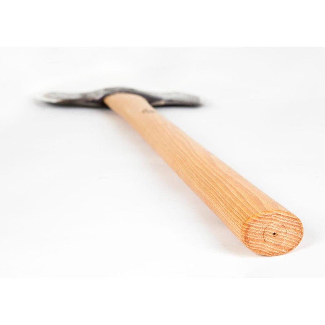 A close-up front view of the Gransfors Bruk Double Bit Working Axe with a light wooden handle and a charcoal-colored metal head on a white background.