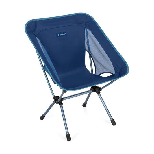 A front view of the Helinox Chair One in Black showing the mesh back and foldable frame against a white background.