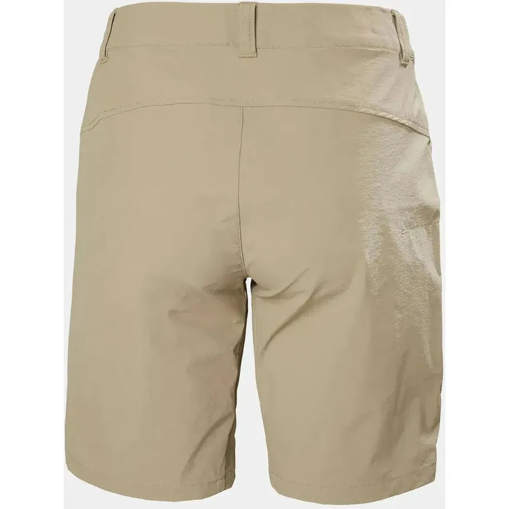 Back view of the Helly Hansen Women's Brona Softshell Shorts in Pebble showing the back pockets and stitching against a plain background.
