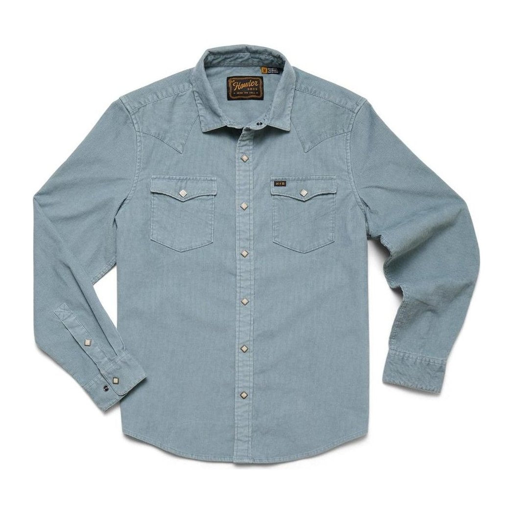 Howler Brothers Men's Banning Corduroy Snapshirt-Men's - Clothing - Tops-Iron Blue-M-Appalachian Outfitters