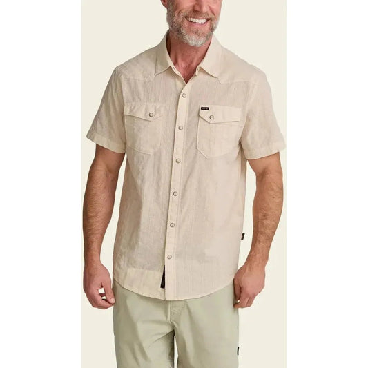 Howler Brothers Men's H Bar B Snapshirt - Eyelet Stripe-Men's - Clothing - Tops-Off White-M-Appalachian Outfitters