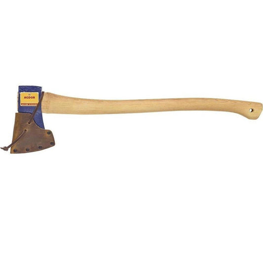 A 26 inch Hults Bruk Agdor Felling Axe with a natural wood handle and brown metal head against a white background.