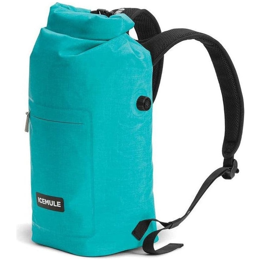 Side view of the IceMule Jaunt (9L) in Army Green showing the front pocket and black shoulder straps against a white background.