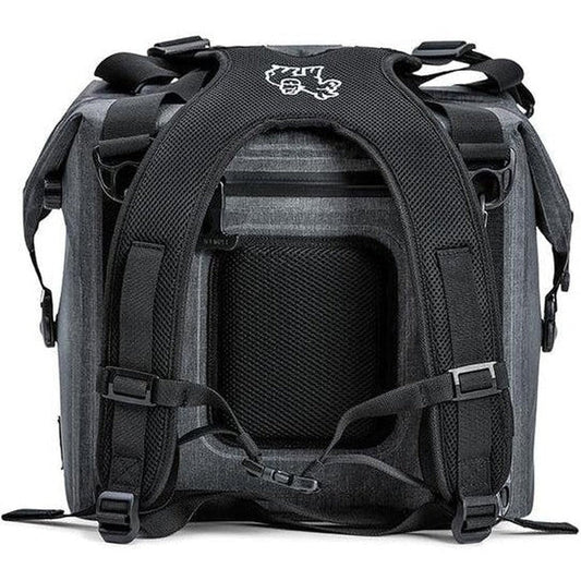 Back view of the IceMule Coolers Traveler 25L in Snow Grey showing the padded back panel and shoulder straps.