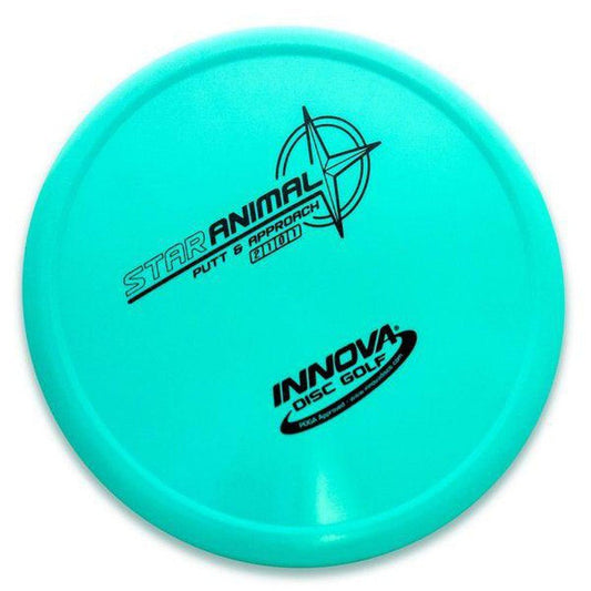 A top-down view of the Innova Disc Golf Star Animal in Blue showing the disc's design and logo against a white background.