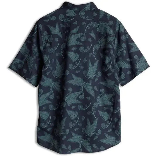 Back view of the Kavu Men's River Wrangler in Fiddlehead showing the fern pattern against a white background.
