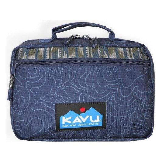 A top-down view of the Kavu Take In Tow in Ground Cover color showing the zippered top and logo patch against a white background.