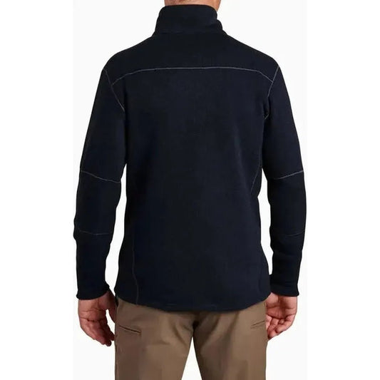 Back view of the Kuhl Men's Interceptr Full Zip in Mutiny Blue on a model wearing khaki pants against a white background.
