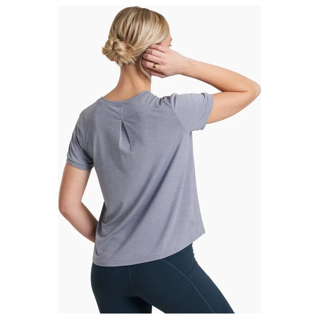 Back view of the Kuhl Women's Inspira Short Sleeve in Alpine Lake showing the model wearing it against a white background.