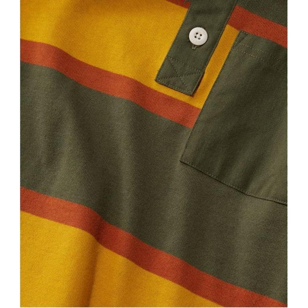 A close-up of the L.L.Bean Display Sample - Kid's Rugby Shirt in Kelp Green showing the buttoned placket and pocket.