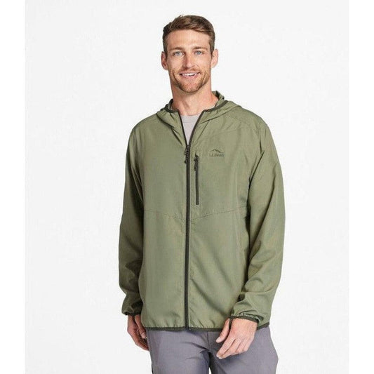 A front view of the L.L.Bean Men's Regular No Fly Zone Jacket in Olive Gray on a model against a plain white background.