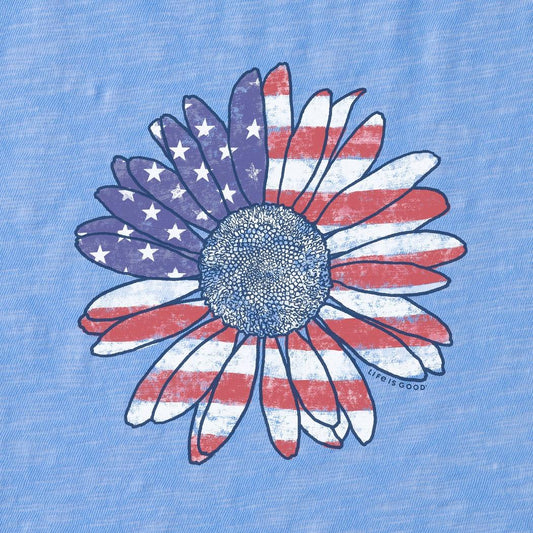 Life is Good Women's America The Beautiful Daisy Textured Slub Tank-Women's - Clothing - Tops-Appalachian Outfitters