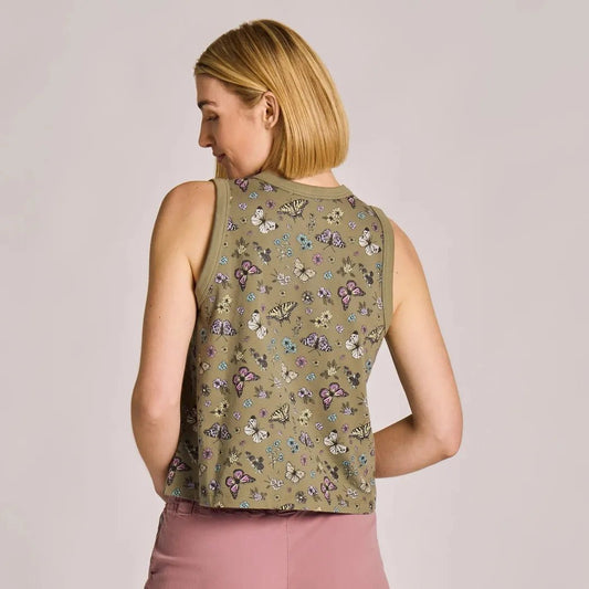 Life is Good Women's Butterfly Garden Pattern Crusher Boxy Tank-Women's - Clothing - Tops-Appalachian Outfitters