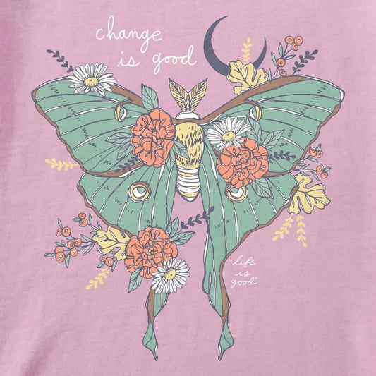 Life is Good Women's Fall Luna Moth Long Sleeve Crusher Vee-Women's - Clothing - Tops-Appalachian Outfitters