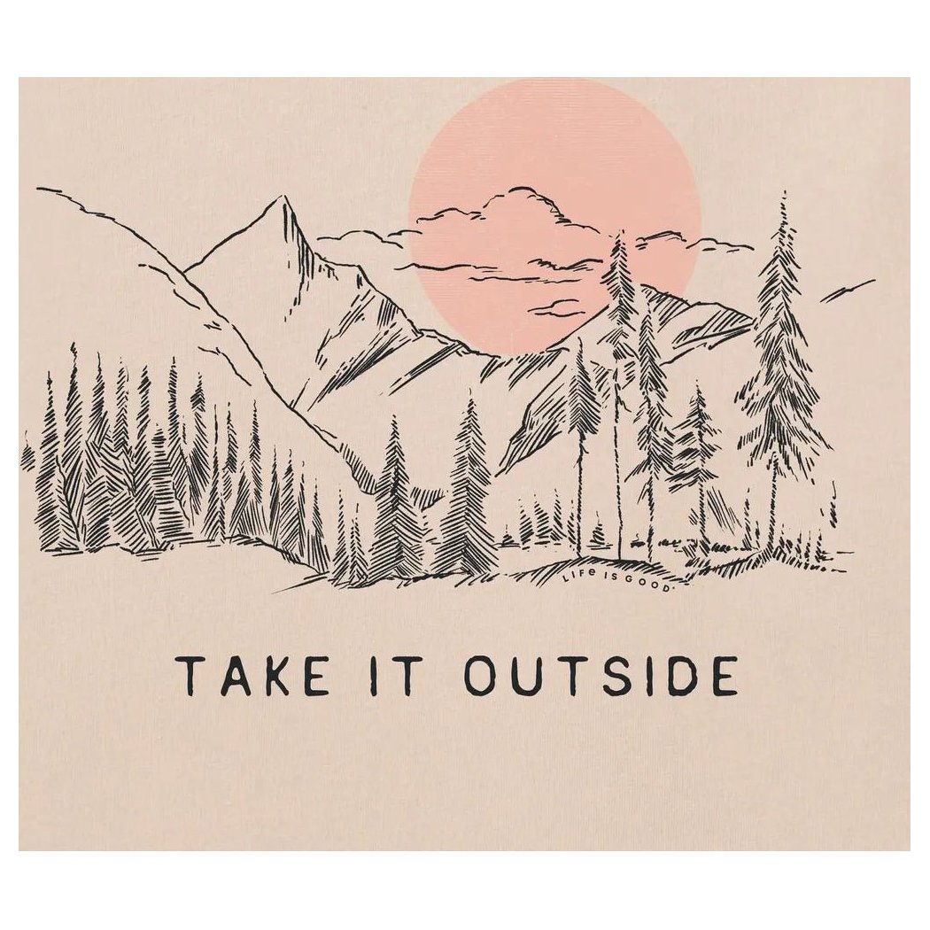 Life is Good Women's Mountain Trees Sketch Short Sleeve Crusher-LITE Vee-Women's - Clothing - Tops-Appalachian Outfitters