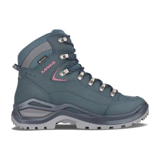 Side view of the Lowa Women's Renegade EVO GTX Mid in Brown Rose/Clay showing the lugged outsole against a white background.
