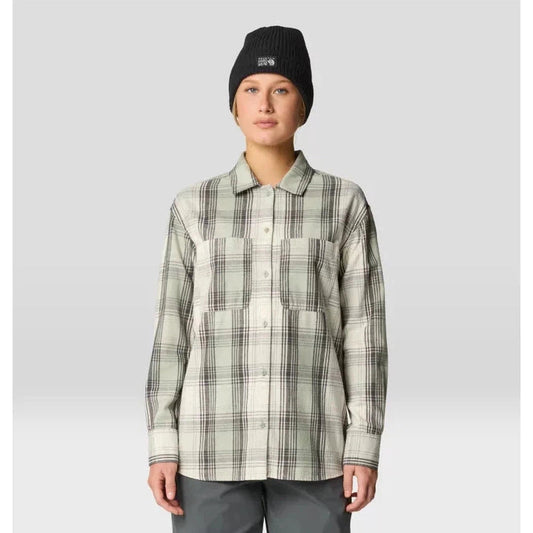 Mountain Hardwear Women's Dolores Flannel Long Sleeve Shirt-Women's - Clothing - Tops-White Sage-S-Appalachian Outfitters