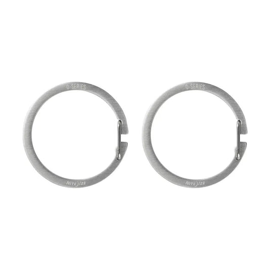 Two Nite Ize O-Series Gated Key Rings in a side view against a white background.