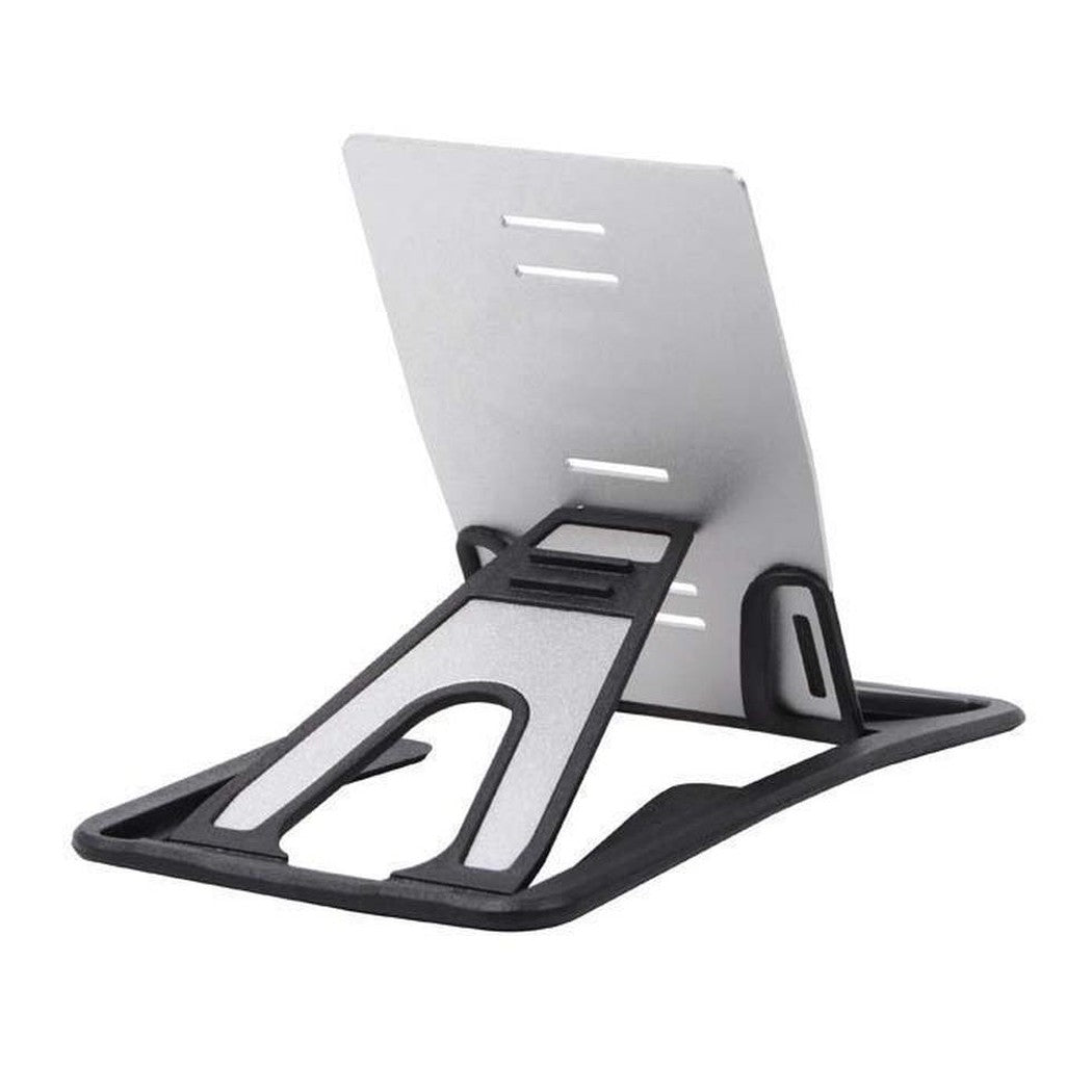 A silver and black Nite Ize QuikStand Mobile Device Stand is shown from a side angle against a white background.