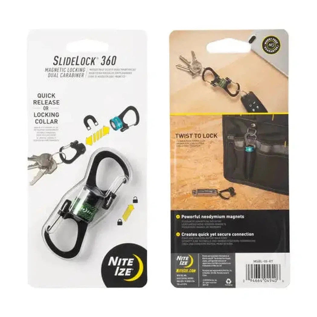 Nite Ize SlideLock 360 Magnetic Locking Dual Carabiner-Camping - Accessories-Olive-Appalachian Outfitters
