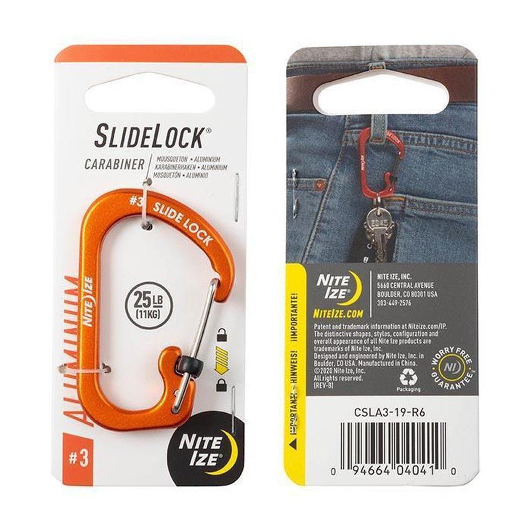Nite Ize SlideLock Carabiner Aluminum #3-Camping - Accessories-Orange-Appalachian Outfitters