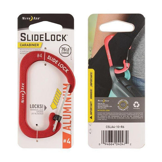 Nite Ize SlideLock Carabiner Aluminum #4-Camping - Accessories-Red-Appalachian Outfitters