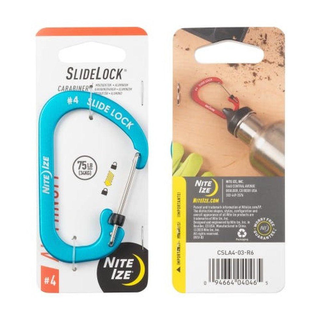 Nite Ize SlideLock Carabiner Aluminum #4-Camping - Accessories-Blue-Appalachian Outfitters