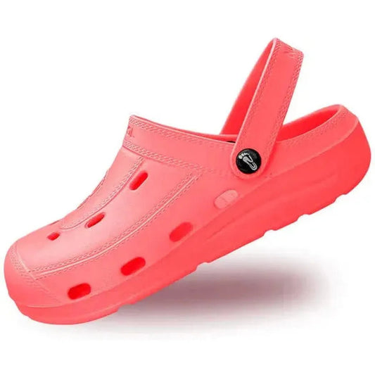 Side view of the NuuSol Kid's McCall Clog in Blue Horizon showing the perforated upper and adjustable strap against a white background.