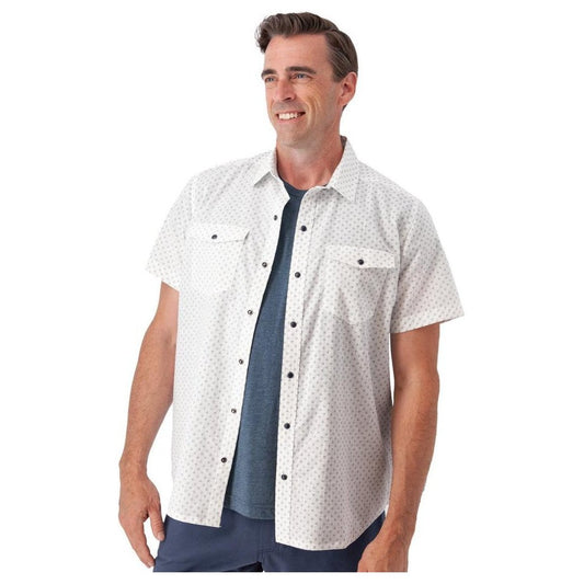 Old Ranch Men's Liam Print Shirt-Men's - Clothing - Tops-White-M-Appalachian Outfitters