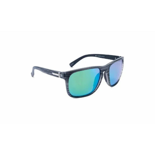 Side view of the Optic Nerve Ziggy XL sunglasses with black frames and blue-green lenses against a white background.