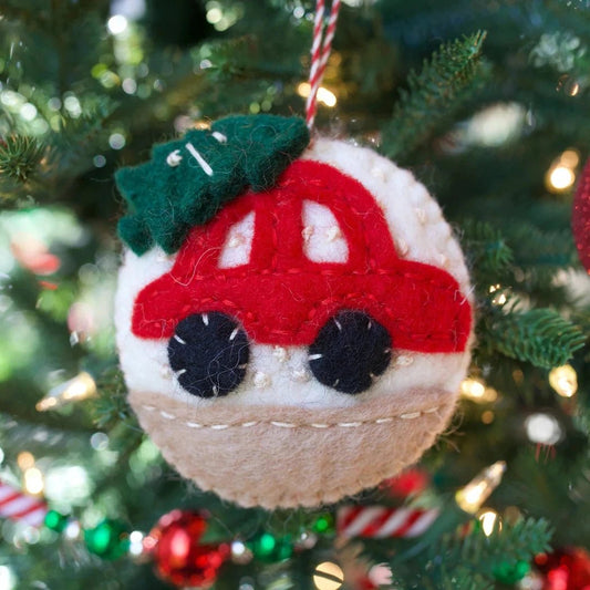 Ornaments 4 Orphans Car with Tree Felt Wool Christmas Ornament-Accessories - Novelty-Appalachian Outfitters
