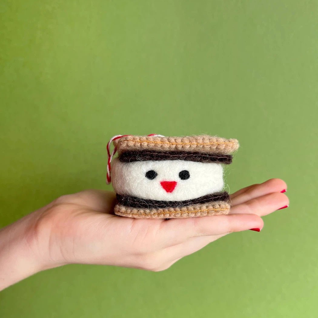 Ornaments 4 Orphans Smiling S'more Felt Wool Christmas Ornament-Accessories - Novelty-Appalachian Outfitters