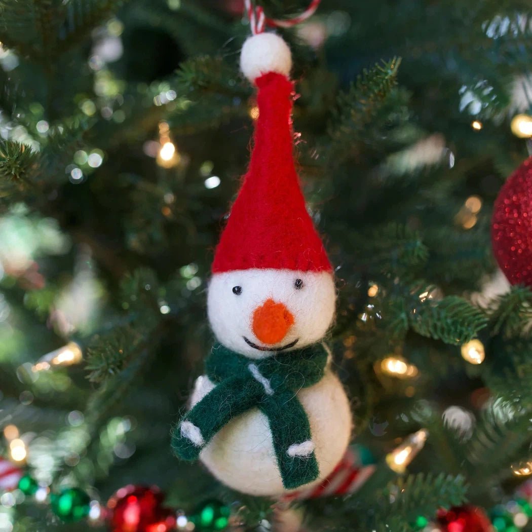 Ornaments 4 Orphans Snowman with Red Hat Tufted Wool Christmas Ornament-Accessories - Novelty-Appalachian Outfitters
